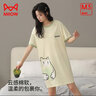 猫人（MiiOW）100%纯棉睡裙睡衣女士家居服圆领舒适透气简约春夏套头短袖可外穿 胖胖小猫 浅柠檬 XL 推荐（120-140斤） 实拍图