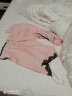 KJ家居性感睡衣女春秋冰丝吊带睡裙夏季短袖睡袍蕾丝睡衣裙两件套装 粉色 XL 实拍图