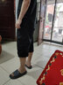 夏季薄款纯棉运动七分裤男士宽松多口袋短裤加肥加大码肥佬休闲薄款7分工装中裤青中年 2016黑色 2XL建议体重170-180斤 实拍图