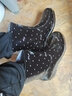回力雨鞋中筒女防水防滑鞋套鞋胶鞋女士雨靴短靴时尚户外女鞋HXL523 粉点黑 37 实拍图
