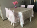 巧心思 茶几桌布布艺餐桌布椅垫套装台布长方形圆桌布田园蕾丝简约现代 双色梅-粉红色 (套装)4椅垫靠背+150*200cm桌布 实拍图