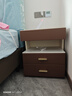 全实木智能床头柜岩板多功能收纳卧室高级感免安装充电储物床边柜 咖色+米白（岩板款+感应灯） 50*40*58cm 实拍图