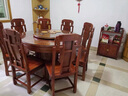 善心悦木 红木家具 非洲花梨（学名：刺猬紫檀）全实木餐桌椅组合新中式圆形饭桌明清古典餐厅家具 1.28米餐桌（不带转盘）+6餐椅 实拍图