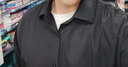 花花公子高档黑色衬衫男长袖抗皱免烫休闲宽松大码加绒厚款潮流男士装衬衣 1XM21/2212黑色（短） 5XL 实拍图