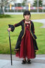 小咔衣浓万圣节儿童服装女童公主裙女巫小女孩演出服舞会礼服cosplay角色 酒红色长款（星星帽子+披风） 130 实拍图