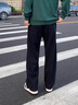 歌朴伟直筒运动裤子男秋冬季加绒加厚宽松直筒华棉休闲裤春款长卫裤 ZH00黑色+黑色 常规 （俩件装） XL （建议115-140斤） 实拍图