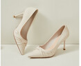 达芙妮高跟鞋女夏季尖头细跟气质单鞋职业工作鞋女鞋子 米色 37 实拍图