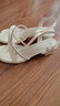 ZHR粗跟凉鞋女夏优雅水钻一字细带女鞋百搭方头鞋子女 JF15 米色 39  实拍图