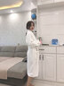欣美舒纯棉睡袍浴袍毛巾料温泉长款秋冬男女士成人情侣浴衣酒店大码长款 白色-纯棉-毛巾料 L 【适合178cm以下180斤以内】 实拍图
