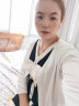 Lotusjoy 针织开衫女薄款外套七分袖短款纯色韩版2021春夏新款外穿v领宽松上衣 S56464 白色 均码 实拍图