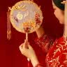 遇上佳人 团扇结婚新婚礼物送新人喜扇秀禾古风扇子送闺蜜新娘 白简约比翼+礼盒 实拍图