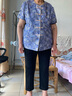 奉孝中老年人女夏装妈妈装春夏洋气太太老人衣服套装冰丝短袖奶奶衬衫 896树叶蓝（搭配黑裤子） 5XL （建议160-175斤） 实拍图
