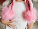 适合2-12岁小女孩戴的儿童帽子冬可爱女童公主帽季加绒保暖针织护耳帽毛线帽韩版亲子款 亲子款粉色 2-6-12岁(有弹力)小号 实拍图