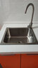 惜度304不锈钢厨房水槽小单槽小户型洗菜盆一体洗碗槽洗衣池S4640 带溢水套装冷热龙头角阀下水 460*400*200mm 实拍图
