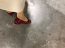 色非单鞋女鞋平底鞋浅口蝴蝶结方头一脚蹬女士鞋子 深红色 35 实拍图
