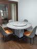 风之意 轻奢岩板餐桌现代简约可变圆桌储物饭桌家用小户型伸缩餐桌椅组合歺桌SH-266A 12mm带岩板转盘餐桌（备注颜色） 1.35米一桌四椅 实拍图