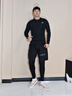 准者健身服男式高弹速干透气篮球跑步运动套装短袖压缩衣打底紧身衣裤 纯正黑ZZ1601134+ZZ1601135 【长袖+长裤】 L 实拍图