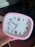 康品卡通儿童小闹钟学生床头桌面钟表简约创意卧室闹表超大声时钟闹铃 方形可爱粉（清晰可爱款） 实拍图