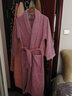 欣美舒纯棉睡袍浴袍毛巾料温泉长款秋冬男女士成人情侣浴衣酒店大码长款 深粉色-纯棉-毛巾料 L 【适合178cm以下180斤以内】 实拍图