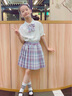 jk裙套装全套夏季儿童学院风班服夏天半身短裙女童10岁裙子粉色格子裙 独角兽套装(没有包包) 150cm 实拍图