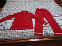 欧迪芬（Ordifen）秋冬女士居家服情侣款套装新疆棉休闲翻领棉柔透气翻领 中国红(女款) M 实拍图