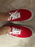VANS范斯官方 经典款Authentic正红色经典个性帆布鞋 红色 40 实拍图