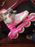 米高溜冰鞋儿童全闪光轮直排轮旱冰鞋轮滑鞋可调尺码S1【培训适用】 全闪粉色鞋+K7头盔+PE1护具+包 S (27-30)3-5岁 实拍图