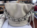 西木汀去流浪 牛皮链条水桶包小众单肩包包女包斜挎包手提 送女友礼物 米灰色 牛皮 实拍图