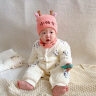 贝娜茜婴儿帽子秋冬款男宝宝女婴幼儿可爱6-12个月新生儿胎帽毛线帽冬季 MX727-粉色 帽子+围脖 0-18个月（37-48CM） 实拍图