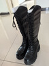 达芙妮长筒靴女高筒显高显瘦厚底百搭潮款内增高骑士靴马丁靴瘦瘦靴4622607092 黑色（单里） 36 实拍图
