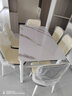 木如金镶轻奢餐桌椅组合现代简约小户型钢化玻璃子吃饭家用快餐饭店出租房 白腿+白面+白玻配6把闪电椅 120cm *宽70cm*高75cm 实拍图