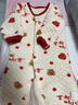 婧麒宝宝拜年服连体衣服冬装夹棉百日宴满月红色新生婴儿过年 米黄色【保暖款】 90cm 实拍图