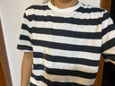 无印良品 MUJI 男式 印度棉天竺编织 粗条纹短袖T ABB02A0S 深海军蓝X横条 S 实拍图
