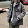 港蒂湾棉服男冬季外套加厚假两件棉衣男士宽松新款潮牌衣服学生保暖棉袄 灰色 L -100-120斤左右 实拍图