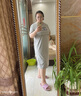 米娅琳 产后哺乳衣外出春夏季短袖上衣喂奶衣韩版孕妇装夏装哺乳连衣裙 灰色 XXL（适合160-175斤） 实拍图