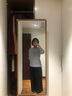 无印良品 MUJI 女式 亚麻水洗 七分袖罩衫 BCA01C0S 烟熏蓝色X条纹 M 实拍图