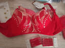 代代之家红色内衣套装女本命年结婚无钢圈性感小胸聚拢无痕内裤文胸罩  9999红色+309红色 34-75B 实拍图