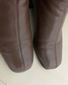 千百度女鞋简约气质骑士靴新款女靴中跟短靴方头加绒瘦瘦靴潮流 咖(绒里) 38 实拍图