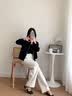 子牧棉麻秋装 女韩版百搭短外套宽松显瘦拉链开衫卫衣休闲棒球服3723 黑色 M(建议105斤以内) 实拍图
