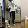 卡度顿裤子男春夏季侧边全开纽扣篮球运动裤排扣直筒高街休闲九分裤男 （全开）KZ17黑色 3XL 实拍图