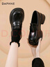 达芙妮官方乐福鞋女2025新款百搭英伦风女鞋厚底粗跟小皮鞋一脚蹬单鞋女 黑色海鸥【冬季哑光加绒款】 薄绒 36 实拍图