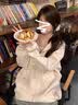 棉致重磅连帽碎花卫衣女春秋冬季新款宽松韩版山东即墨开衫外套加绒 杏色【699常规高品质30.5】 L 100-115斤 实拍图