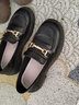 ZHR乐福鞋女春秋复古金属扣粗跟女鞋一脚蹬单鞋女两穿 AH352 黑色 36 实拍图