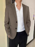 杰逊斯西装外套男春秋季2025新款青年修身职业上班商务男士休闲西服套装 咖啡色（单件西装） 2XL（140-150斤） 实拍图