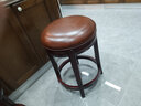 创运美式乡村酒吧椅头层牛皮吧台椅旋转高椅真皮高脚椅无靠背柜台椅 浅棕全头层牛皮坐垫款 实拍图