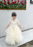 小咔衣浓（Xiaokayinong）儿童礼服公主裙长袖花童婚礼蓬蓬纱女童主持人钢琴演奏演出服夏季 香槟色L068中袖长款 120 实拍图