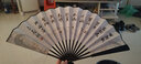 巧工坊中国扇古风折扇男士扇子一尺绢布竹扇夏季10寸折叠扇礼品送长辈 鹤飞舞起 黑柄 10寸 实拍图