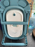 十月结晶新生婴儿洗澡盆可坐可躺家用大号儿童可折叠宝宝浴盆浴桶 【加厚款】蓝绿色浴盆+浴垫+浴网 实拍图