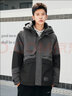 森马森马棉服男冬季新款外套宽松抽绳连帽户外机能风休闲个性拼接 灰黑色调0129 170/88A/M 实拍图