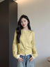 范思蓝恩撞色拼接针织开衫女秋2024新款蝴蝶结刺绣减龄上衣13122 香草黄 M 实拍图